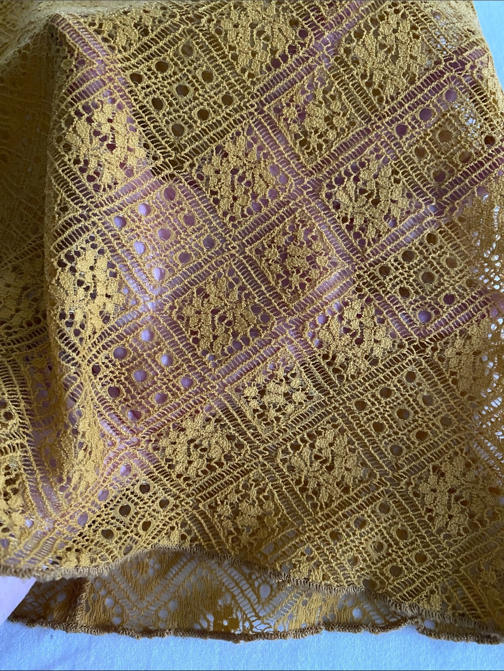 Intimately Free People Sweet Memories Sheer Lace Turtleneck Mustard Yellow XS - Picture 11 of 14